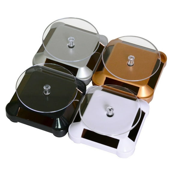 Solar Rotating Display Stand for Jewelry Accessories with 1 Tray Prop Stand for Phone Display No Battery Included Black