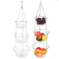 LHCER 3‑Tier Hanging Basket, Flower Basket Iron Wire Hanging Vegetable Storage Fruit Organizer Basket Kitchen Supplies