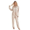 thumbnail image 6 of Zoeecloth Womens Satin Sleepwear Sets Solid Colours Long Sleeve Tops Trousers Lounge Set Button down Sleepwear Outfit S-XL, 6 of 9