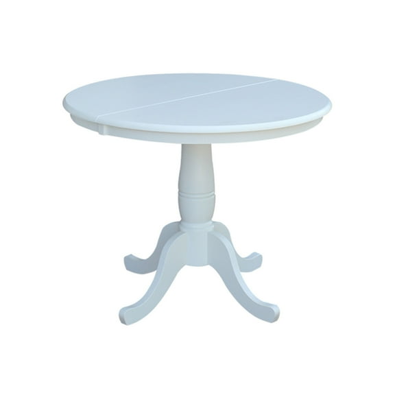 HomeStock Modern Motifs 36" Round Top Pedestal Table With 12" Leaf - 40.9"H - Dining Height, Counter Height, or Bar Height