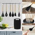 thumbnail image 4 of 19pcs Cooking Utensils Set, Kitchen Set Utensils Set with 11 Pieces Spatula Cooking Utensils,Heat Resistant Silicone Utensils 5 Piece Sharp Knife Set 1 Scissors and 1 Utensil Cutting Board Black, 4 of 12