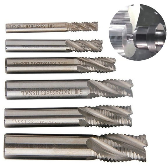 1Pc 4 Flutes Solid Carbide Roughing Milling Cutter 6Mm-16Mm Shank Woodworking Sloting Cnc Roughing Spiral Bit End Mill 6Mm Fangkenuo