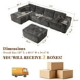 thumbnail image 4 of Ovios 133" Oversized Modular Sectional Sofa U-Shaped Corduroy Couch with Chaise & Ottoman Deep-Seat Sofa Set for Living Room, Gray, 4 of 10