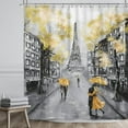 thumbnail image 2 of Paris Eiffel Tower Shower Curtain for Bathroom Decor 72Wx72H Inch Vintage French Landscape Yellow Scenery Romantic Oil Painting Women Couple Fabric Waterproof 12 Plastic Shower Hooks RY-PKKE, 2 of 5