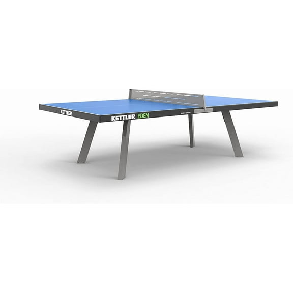 Kettler Eden Outdoor Stationary Table Tennis with Anchor Ready Feet and Weatherproof (Blue)