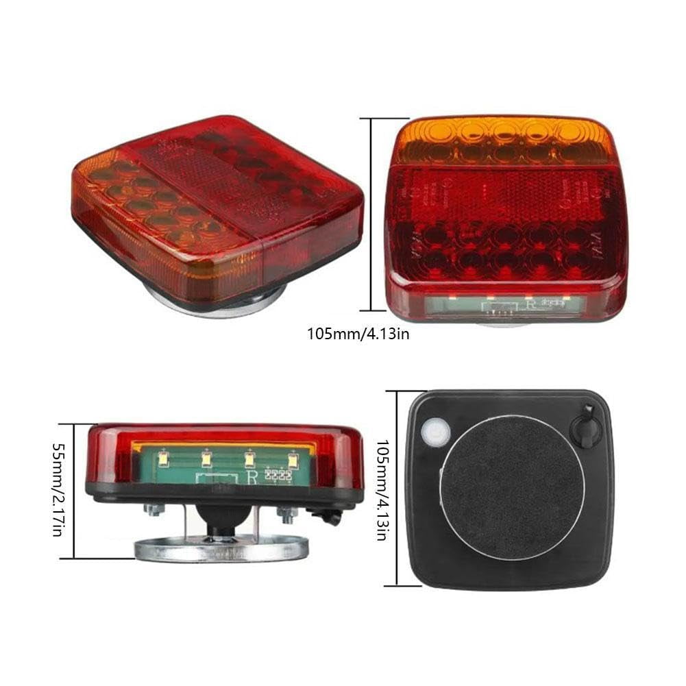 Wireless Trailer Lights Magnetic,Wireless Trailer Lights,2026 New Led Wireless Tail Lights for Trailer,Rechargeable Towing Light Kit with Powerful Suction Base for Trucks,Boat,RV,Vehicle