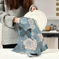 thumbnail image 3 of Roses Butterflies Kitchen Dish Towels 4 Pack Absorbent Hand Towels, Lint-Free 18"x28" Spring Flowers Fast Drying Hanging Dishcloths for Cooking Baking Home Clean, 3 of 7