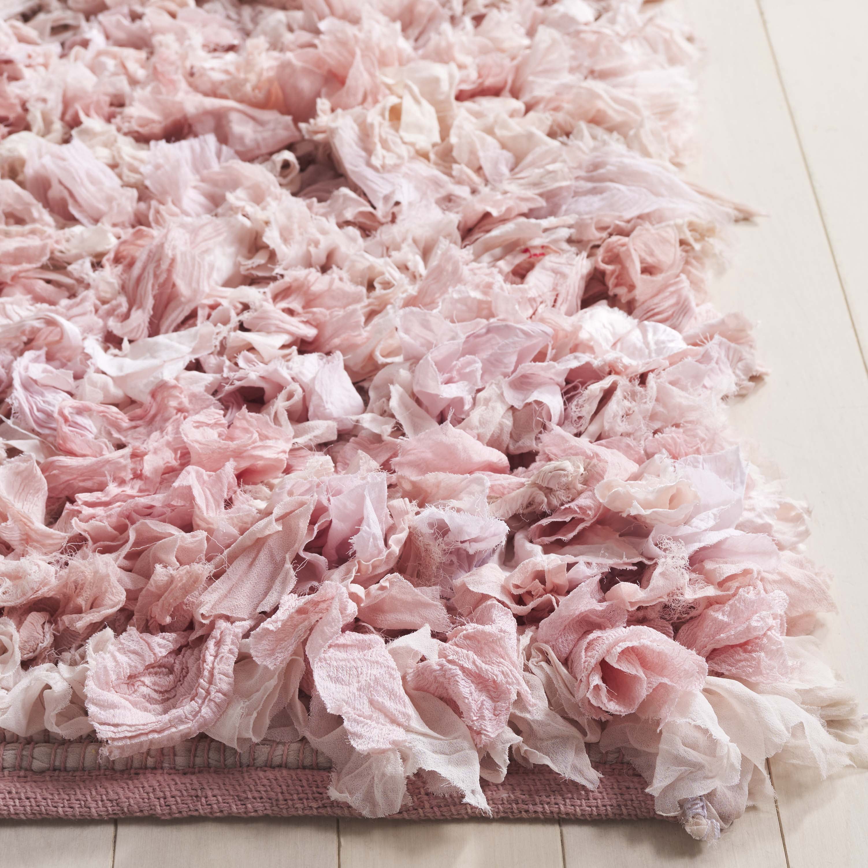 SAFAVIEH Rio Dallas Geometric Polyester Shag Area Rug, Light Pink, 6' x 9'