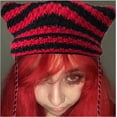 thumbnail image 3 of SikaFu Cat Ear Beanie Y2K Striped Crochet Hats Vintage Grunge Accessories Slouchy Beanies for Women, 3 of 4
