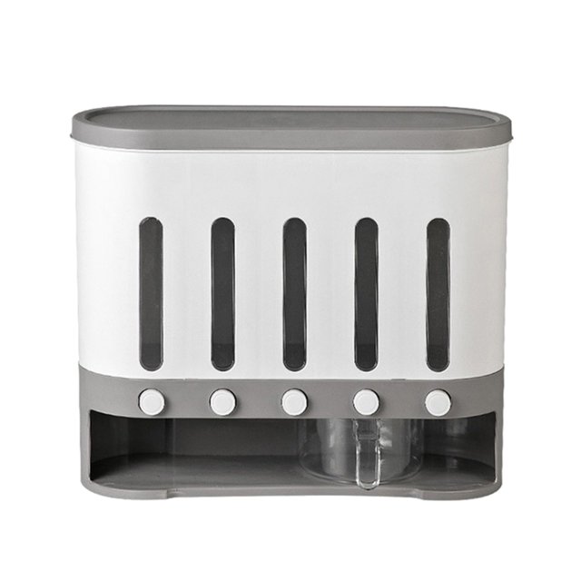 Cocina Caja de almacenamiento de arroz Cereal de grano de múltiples rejillas Caja de almacenamiento de cocina Caja de almacenamiento de alimentos Tanq gris Baoblaze Recipiente de almacenamiento de arroz
