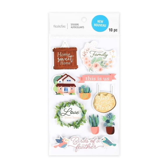 Recollections Home Sweet Home & Family Stickers, 12 Pack