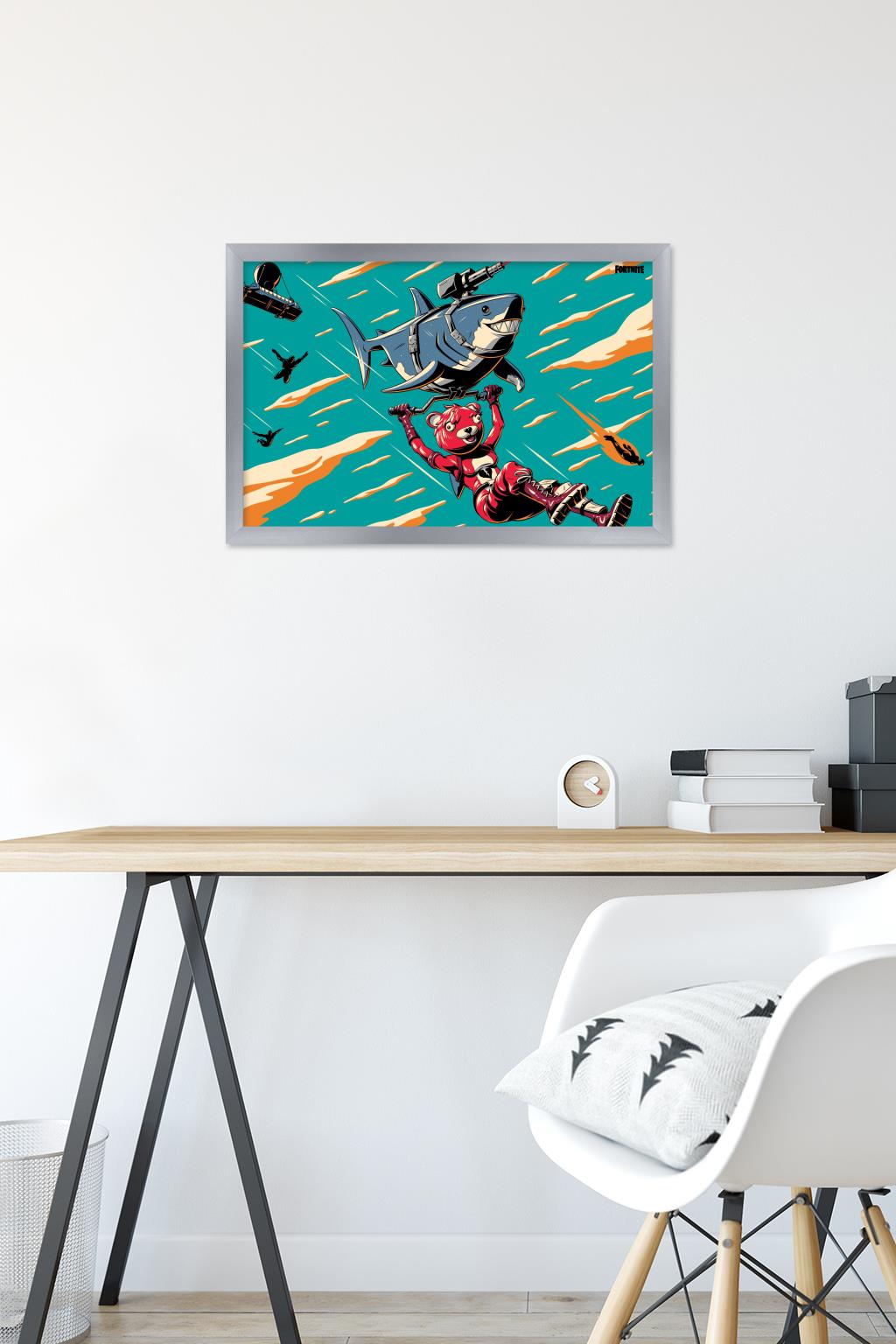 Fortnite - Lazershark Loading Screen Wall Poster, 14.725" x 22.375", Framed