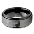 thumbnail image 2 of Tungsten Yin-Yang Band Ring 8mm Men Women Comfort Fit Black Step Bevel Edge Brushed Gray Polished Size 13, 2 of 4