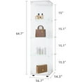 thumbnail image 2 of Glass Display Cabinet, 4 Shelves with LED Light and Lock, Bookshelf Curio Cabinets Upgraded Quick-Install Style Tempered Glass Floor Standing Bookshelf (White, 4 Shelf & 1 Door -LED), 2 of 9