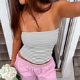 thumbnail image 2 of THDHVS Strapless Bras for Women,Push Up Bra,Double Layer Striped Bandeau Bra Fashion Top Wear Alone or Under Gray, 2 of 10