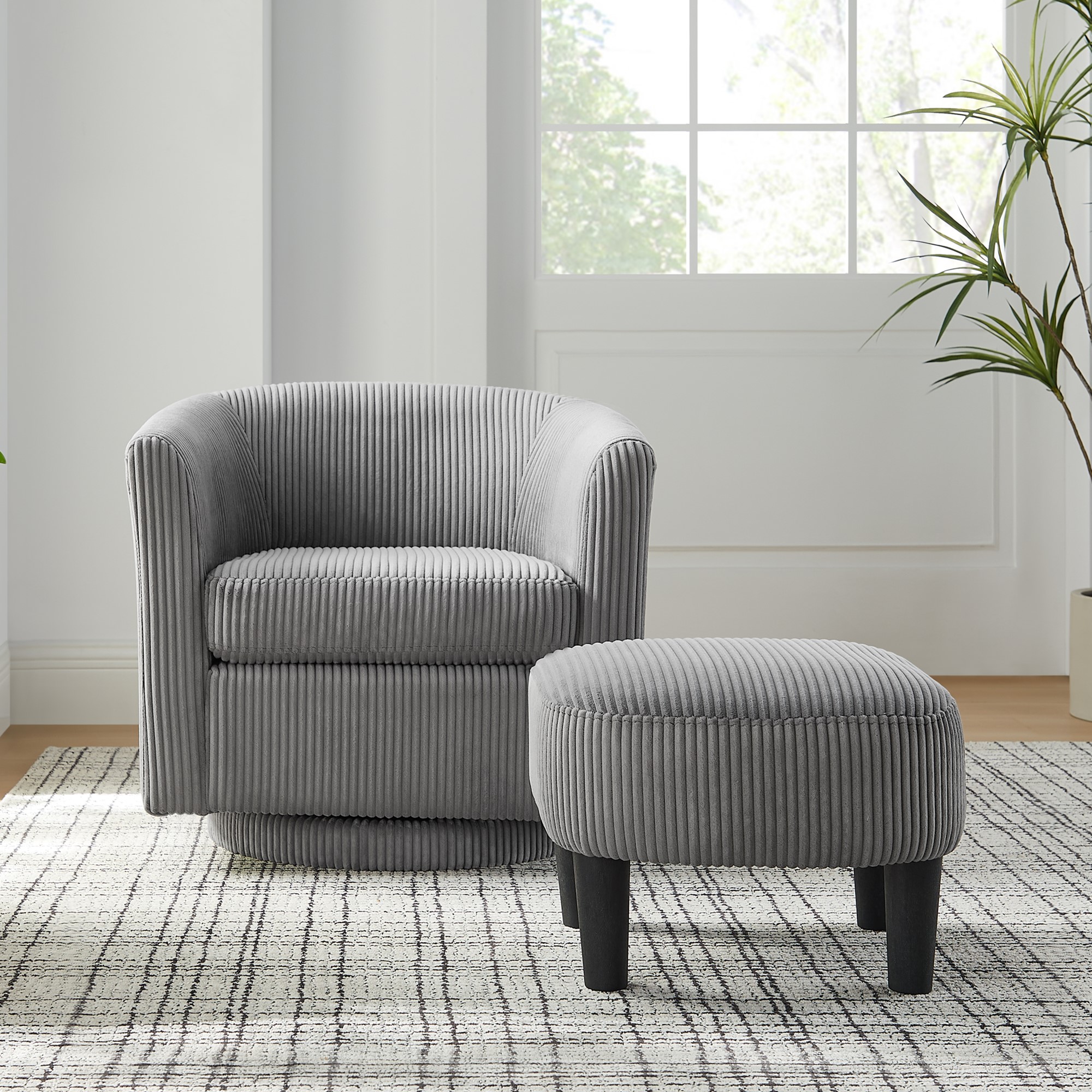 Swivel Accent Chair 360° Comfy Recliner Corduroy Arm Chair
