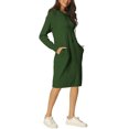 thumbnail image 4 of INSPIRE CHIC Womens' Casual Pullover Sweatshirt Long Sleeve Hoodie Midi Dress with Pockets XL Army Green, 4 of 7