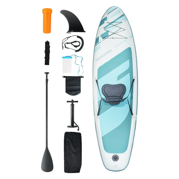 KFFKFF Inflatable SUP Board, 10ft Length, 33in Width, 6in Thickness, Convertible Kayak Design, Includes Accessories, Pump, Paddle, Fin, Carry Bag, Safety Leash, and Maintenance Set