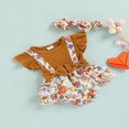 thumbnail image 2 of Toddler Baby Girl Romper Short Sleeve Toddlers Loose Ruffle Dress Headband Summer Sunsuit Pink 6-9 Months, 2 of 8