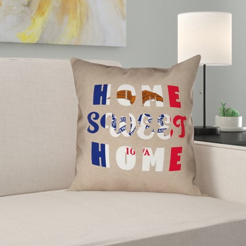 Ebern Designs Fawcett Home Sweet Iowa Pillow