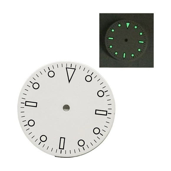WANGQ Blank Watch Dial for NH36 NH35 Movement 28.5mm matte glossy white black Watch Faces Black 12 hour index lume C1 green