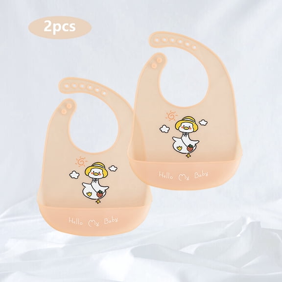 GOLDCOLIN Set of 2 Silicone Bibs for Babies & Toddlers,Soft Adjustable Bibs with Pocket Food Catcher for Baby Girl,Boy