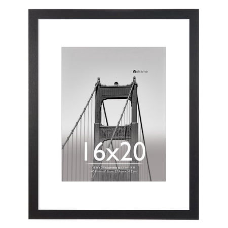 meframe 16x20 wooden picture frame matted to 11x14 wall poster frame black