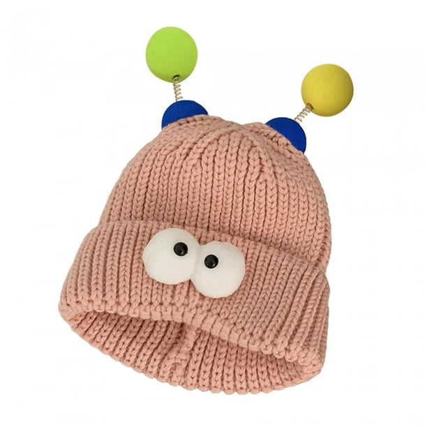 Gorro de punto de pequeño monstruo, ligero, creativo, bonito y duradero, cálido para mujer para cosplay Rosa claro