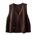 thumbnail image 2 of Women's Knitted Vest, Layered Sleeveless Sweater Vest, Casual Fit for Autumn and Winter Seasons, Versatile Casual Outerwear for Chic Layering and Daily Style Coffee S, 2 of 4