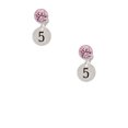 thumbnail image 2 of Delight Jewelry Silvertone Disc 1/2'' Number - 5 - Pink Crystal Clip on Earrings, 2 of 5