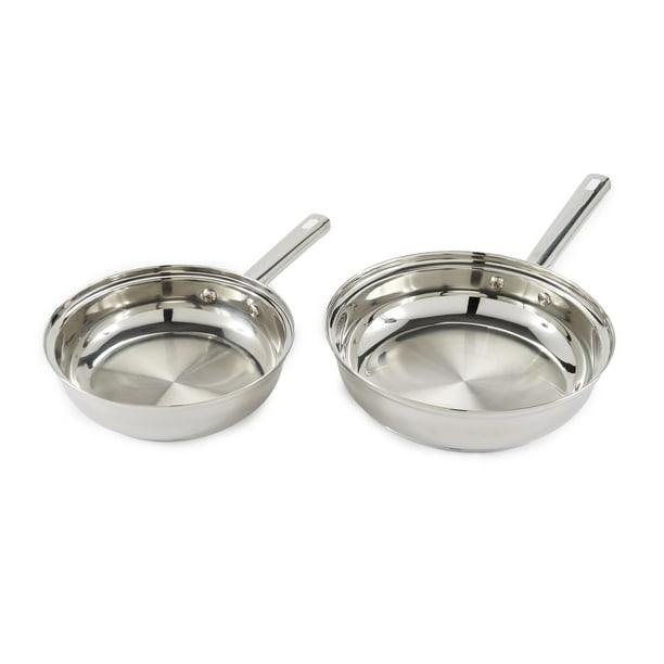 Fry Pan Set Stainless Steel Cookware with HeatResistance Set of 2