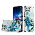 thumbnail image 2 of For Boost Mobile Celero 5G Plus (2023) Design Pattern Hybrid Dual Layer Metallic Brush Texture Shockproof Rubber Cover ,Xpm Phone Case [ Blue Floral ], 2 of 6