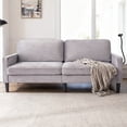 thumbnail image 3 of 78" Linen Loveseat Sofa, Small Loveseat with Solid Wood Frame, Traditional Sofa with Spring Cushions for Living Room, Gray, 3 of 9
