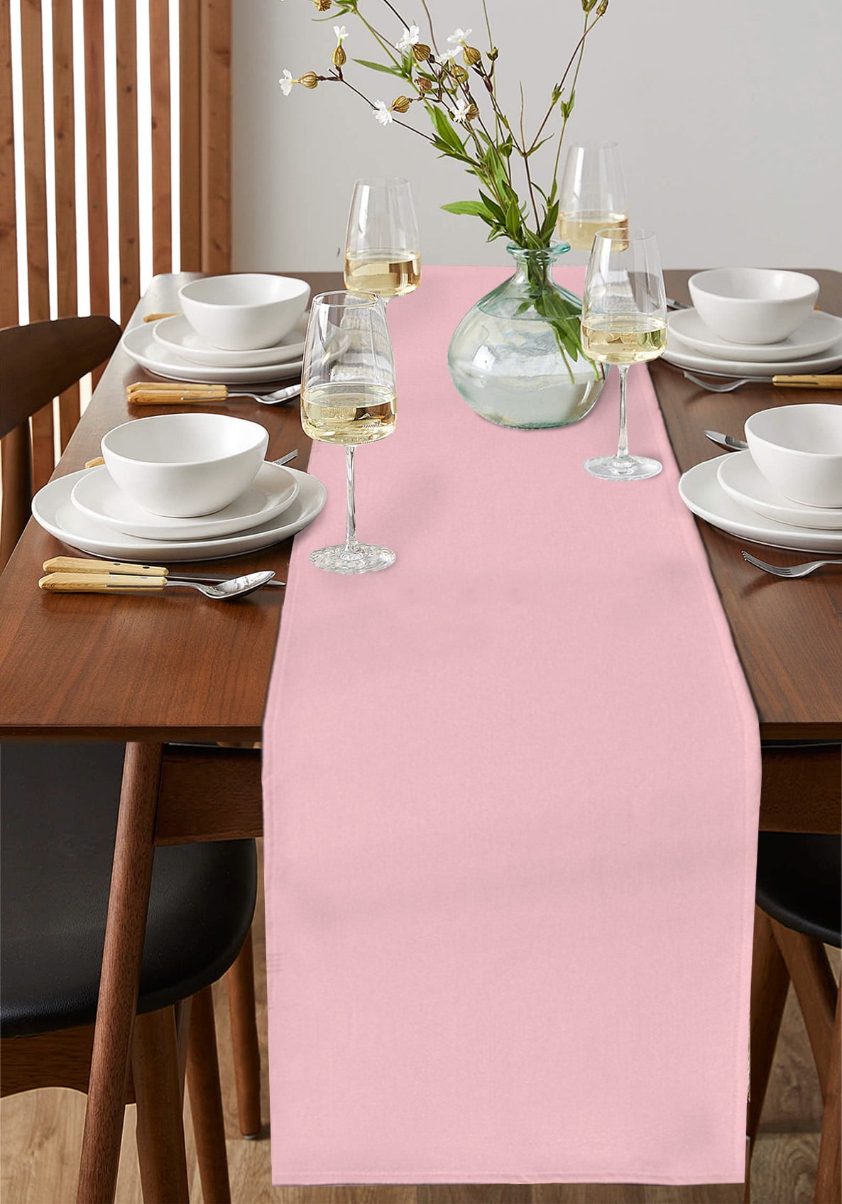 Blush Pink Pure, Table Runner Romantic Contemporary Minimalist Solid Tablerunners 13 x 90 Inch, Table Decorations Tabletop Scarf for Summer Gathering Holiday Farmhouse Kitchen Dining Decor