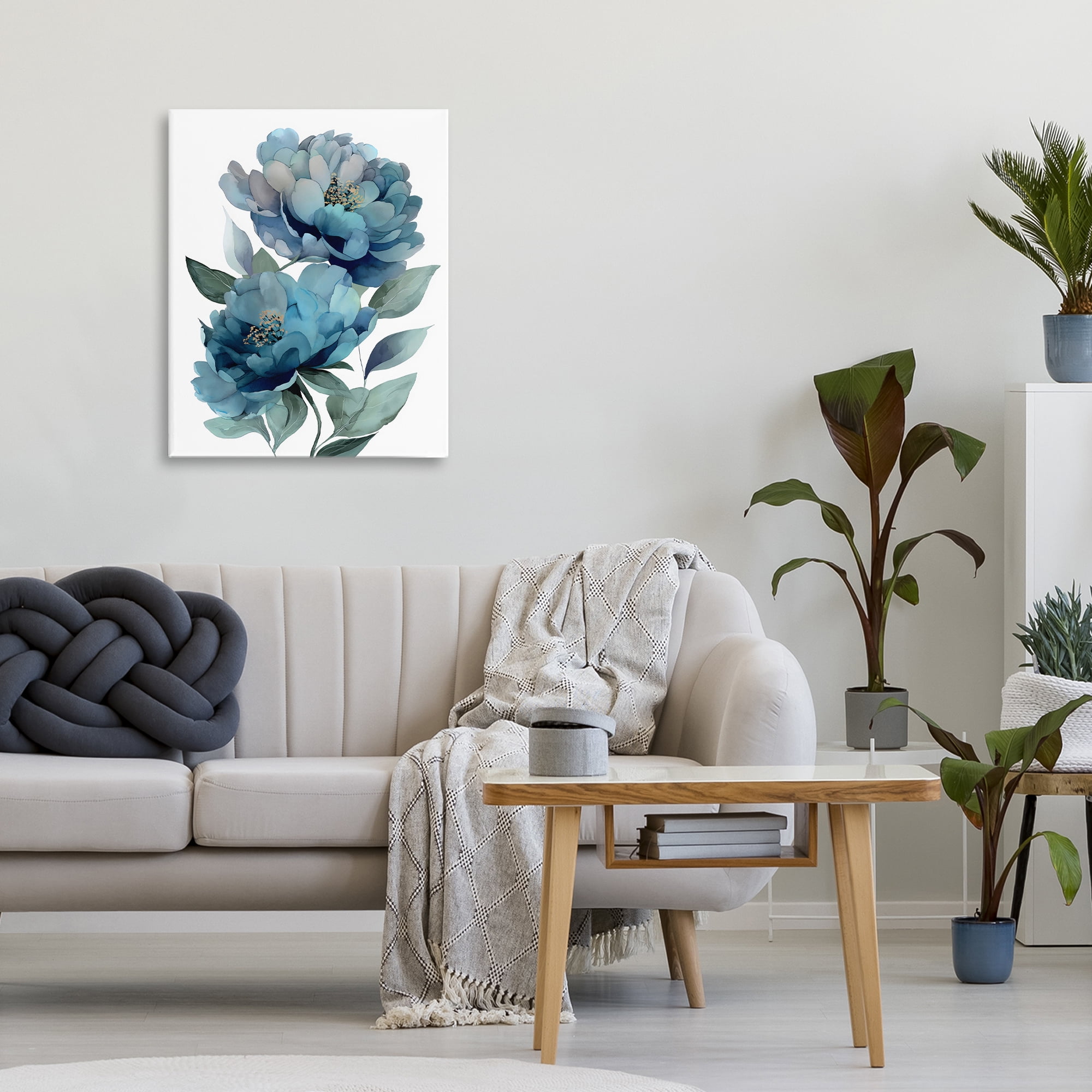 Stupell Industries Two Blue Flowers Serene Peonies Canvas Wall Art, design by Franklyn Gregory