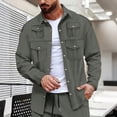 thumbnail image 1 of pstuiky manga larga de hombre, Chaqueta tipo cárdigan de manga larga con solapa y botones, color liso, para hombre, con múltiples bolsillos salir tops xxxl, 1 of 6