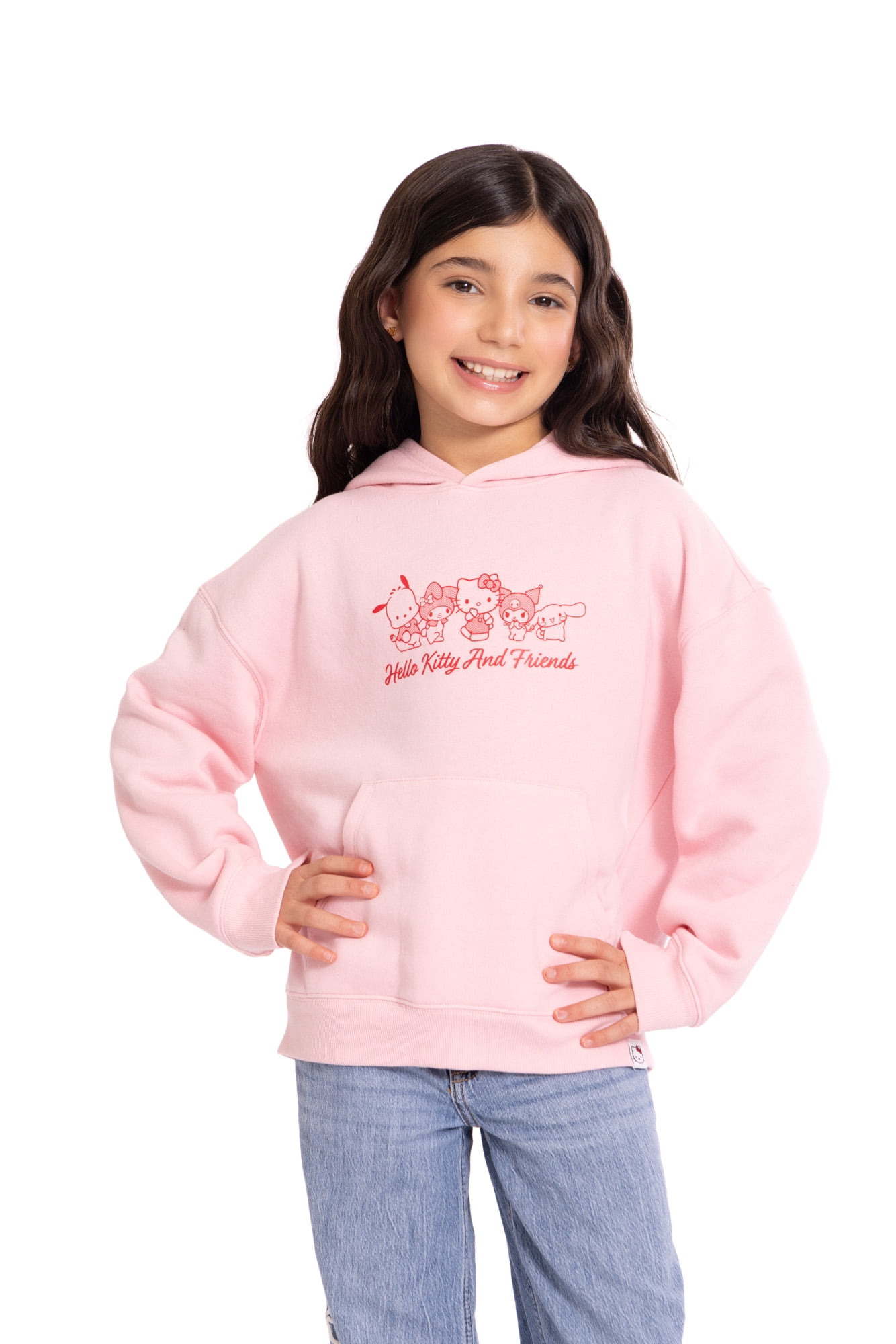 Wonder Nation x Hello Kitty Girls Graphic Hoodie with Long Sleeves, Sizes 4-16