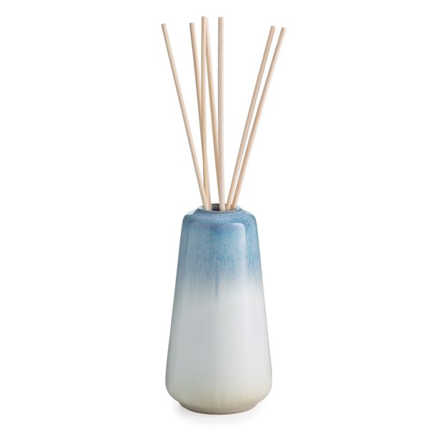 Candle Warmers Etc. Blue & White Ceramic Reed Diffuser, Beach Breeze