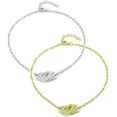 thumbnail image 2 of .925 Sterling Silver Gold Plated Handcuff Studded Minimalist Anklet, Cubic Zirconia Ankle Bracelet, Giorgio Bergamo Gold, 2 of 5