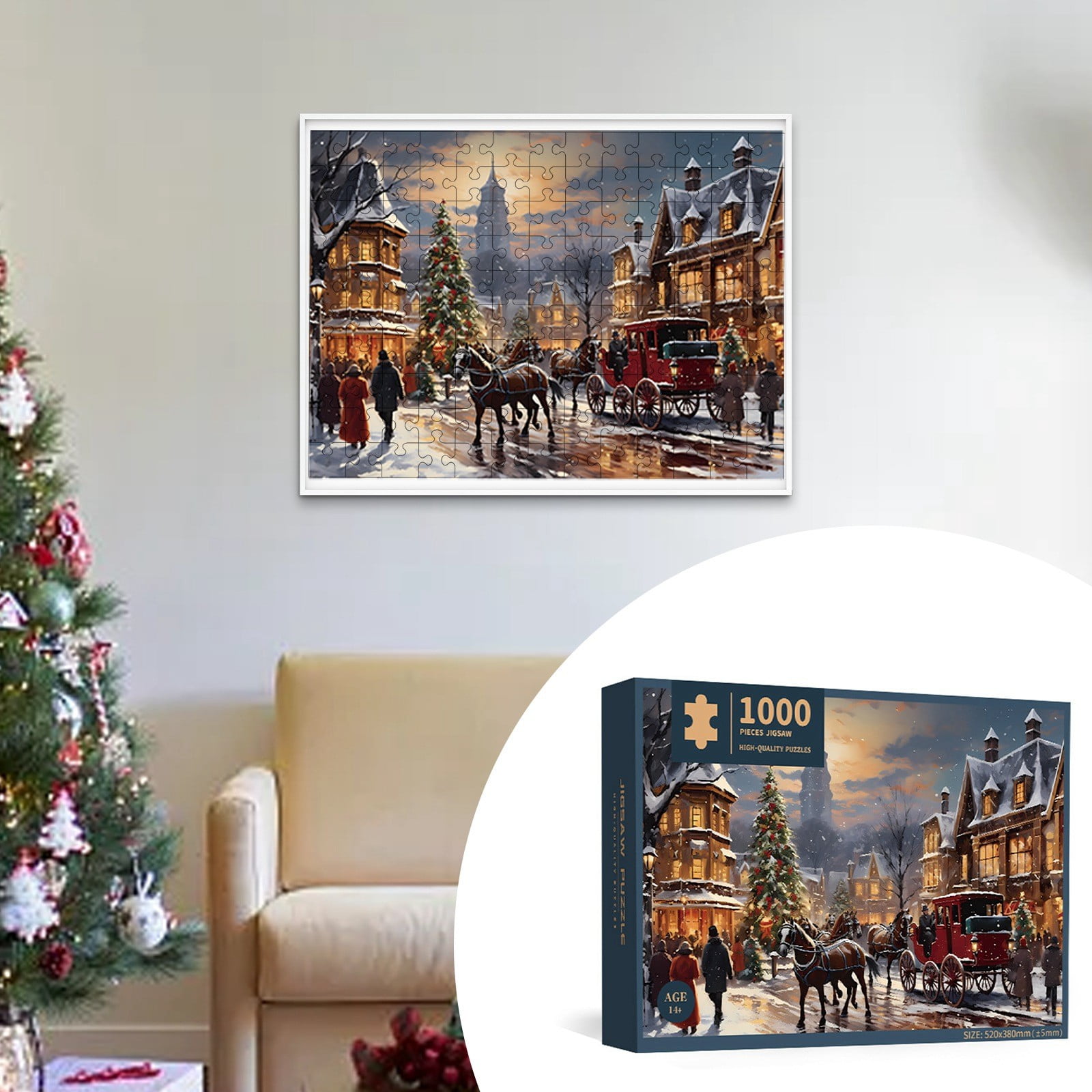 Huanglei Halloween Puzzle 2024 Christmas Puzzle Christmas Street Puzzle 1000 Holiday Puzzle Christmas Countdown Puzzle
