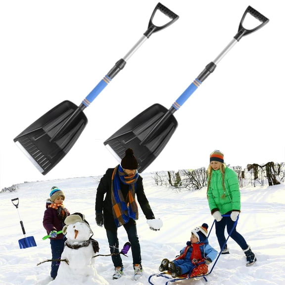 2-Pack Kids Snow Shovel, Detachable Lightweight Aluminum Snow Shovels with Adjustable D-Grip Handle, Winter Emergency Tools