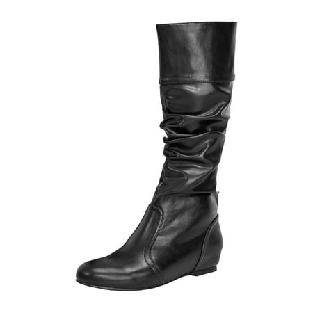 

KBKYBUYZ Women Shoes Winter Warm Stylish Mid Heel Round Toe Slip-on Knight Cowboy Boots