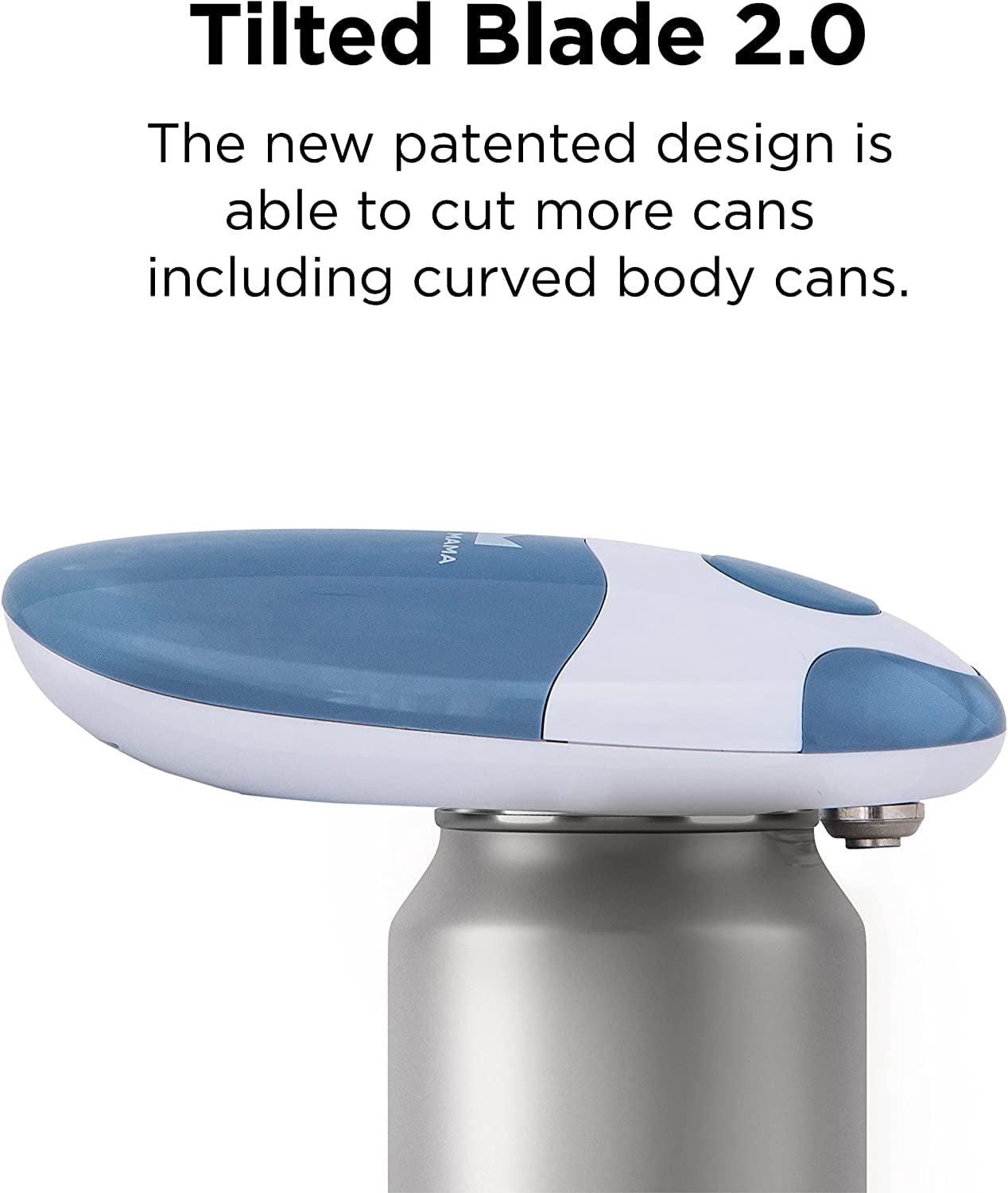 Kitchen Mama Auto 2.0 Electric Can Opener: Safe, Smooth Edge, Battery Operated (Morandi Blue)