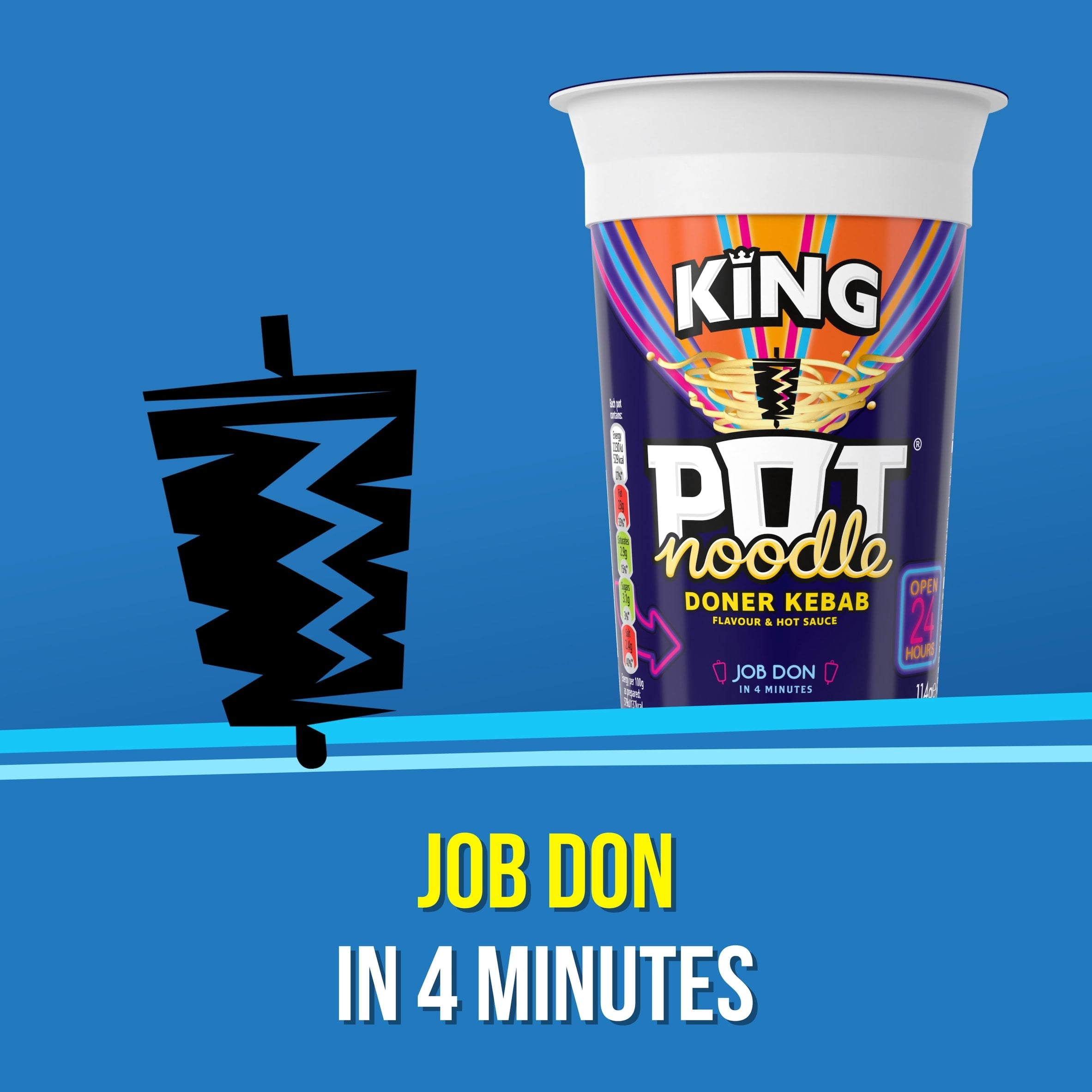 Pot Noodle Doner Kebab Instant Noodles King Pot 114g, Imported from Britain