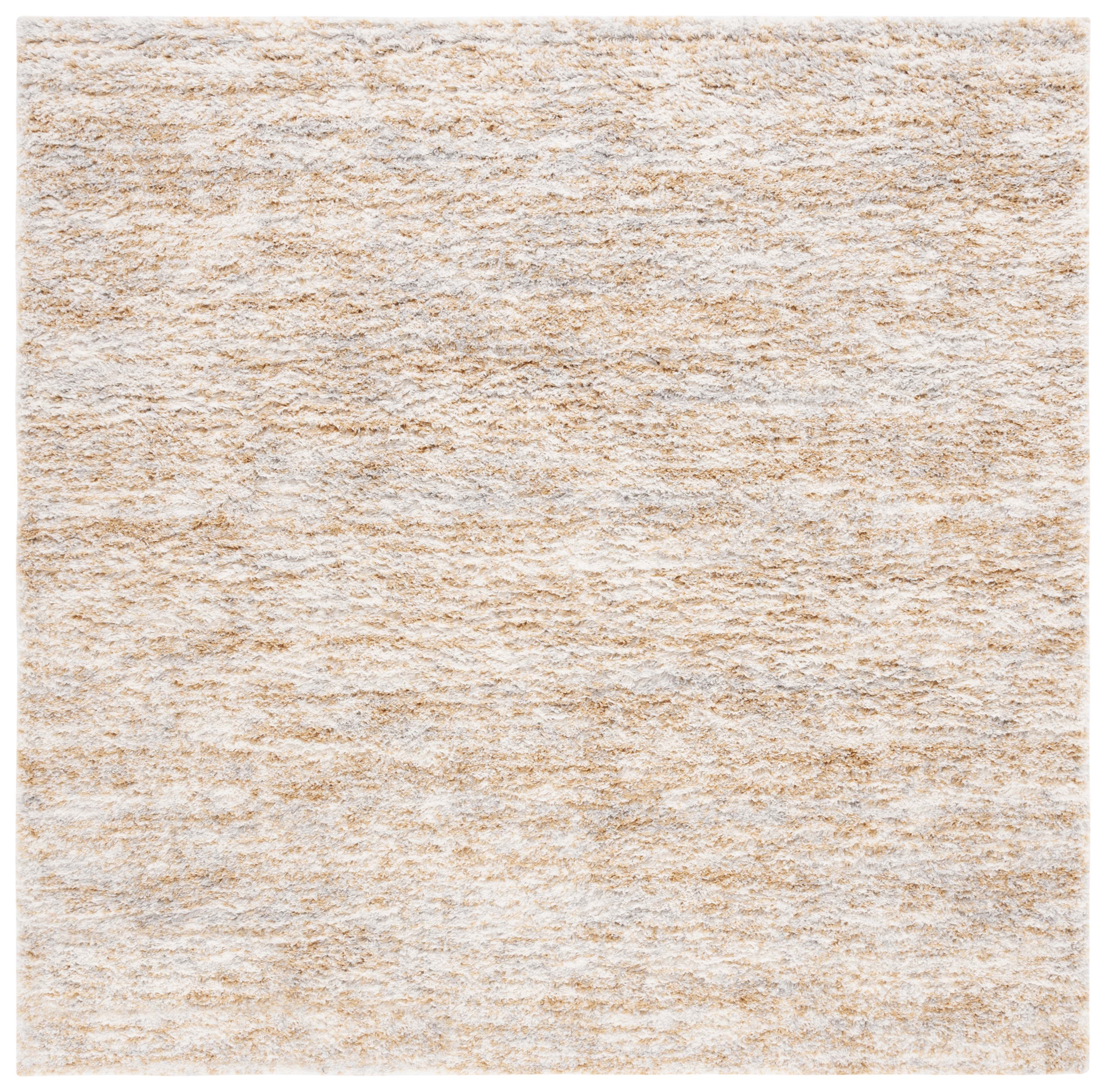 Safavieh Berber Torvald Abstract Polyester Shag Area Rug, Ivory/Light Gold, 8' x 8' Square