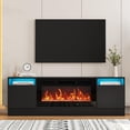 thumbnail image 2 of Yeshouse mueble para TV con armario de almacenamiento, apto para televisores hasta 55", diseño moderno, compatible con chimenea eléctrica 36", color negro, ideal sala, 2 of 9