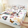 thumbnail image 3 of Manfei Musical Electric Guitar Twin Sheet Sets,Cartoon Kitten Butterfly Twin Fitted Sheet,Valentines Day Gift Flat Sheet For Teens,Breathable Home Decor,3 Pieces, 3 of 7