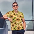 thumbnail image 3 of Kdxio Sunflowers Print Men's Short Sleeve Polo Shirt,Midweight Men's Shirt, 3 of 6