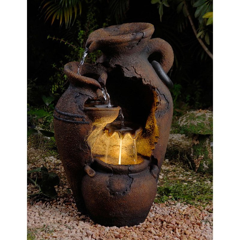 Old Fashion Pot Outdoor Fountain with LED Light