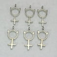 thumbnail image 3 of U8MO 100 Silver Tone Metallic Acrylic Devil Female Symbols Charm Pendants 26X12mm, 3 of 7